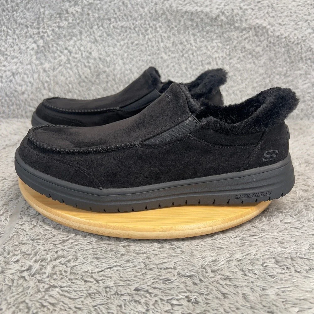 Skechers Hands Free Slip Ins Murette Scofield Mens 11 Black Fur Loafers 205606